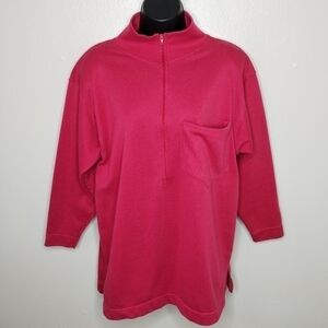 Vintage 80s Forenza Women's Medium Sweatshirt 1/2 Zip Padded Shoulders Red